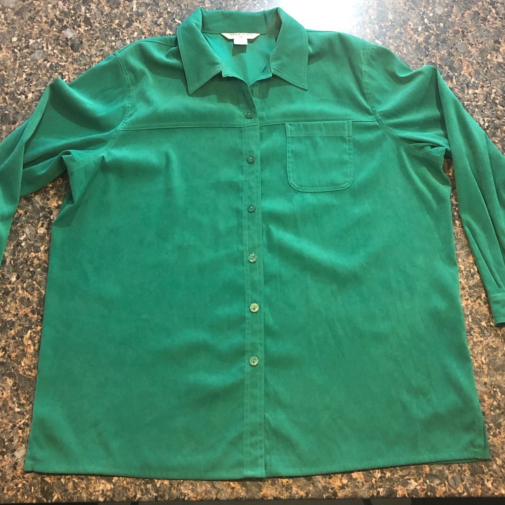 Vintage Button Down Shacket Emerald Green